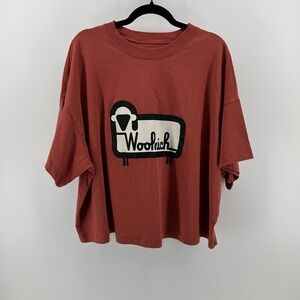 Woolrich Graphic T-Shirt Rust Red Cotton Sheep Boxy Fit Short Sleeve XXL Unisex